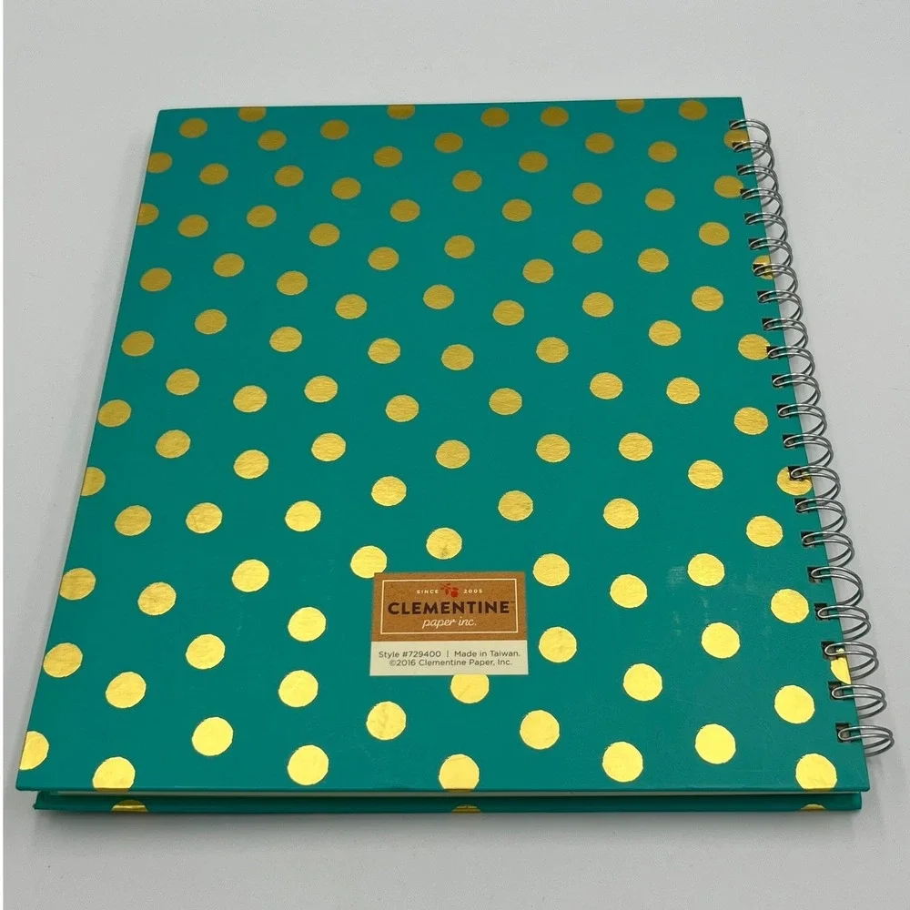 Clementine Paper Inc Notebook Unisex 8.5x11 Teal Gold New Polka Dot 729400